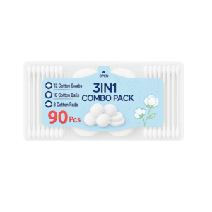 3-in-1 Cotton Combo Pack – Cotton Balls, Pads & Swabs for Complete Daily Care